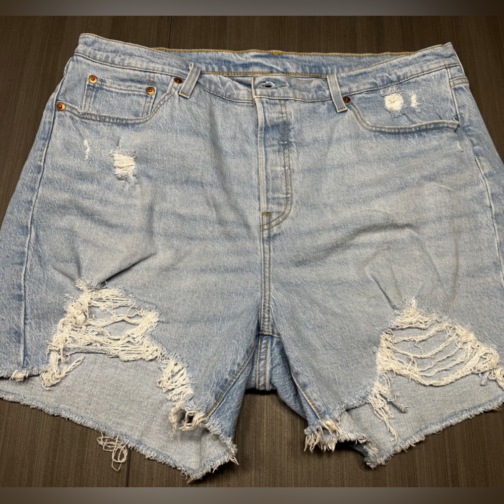 Levi's Distressed Light Blue Jean Shorts